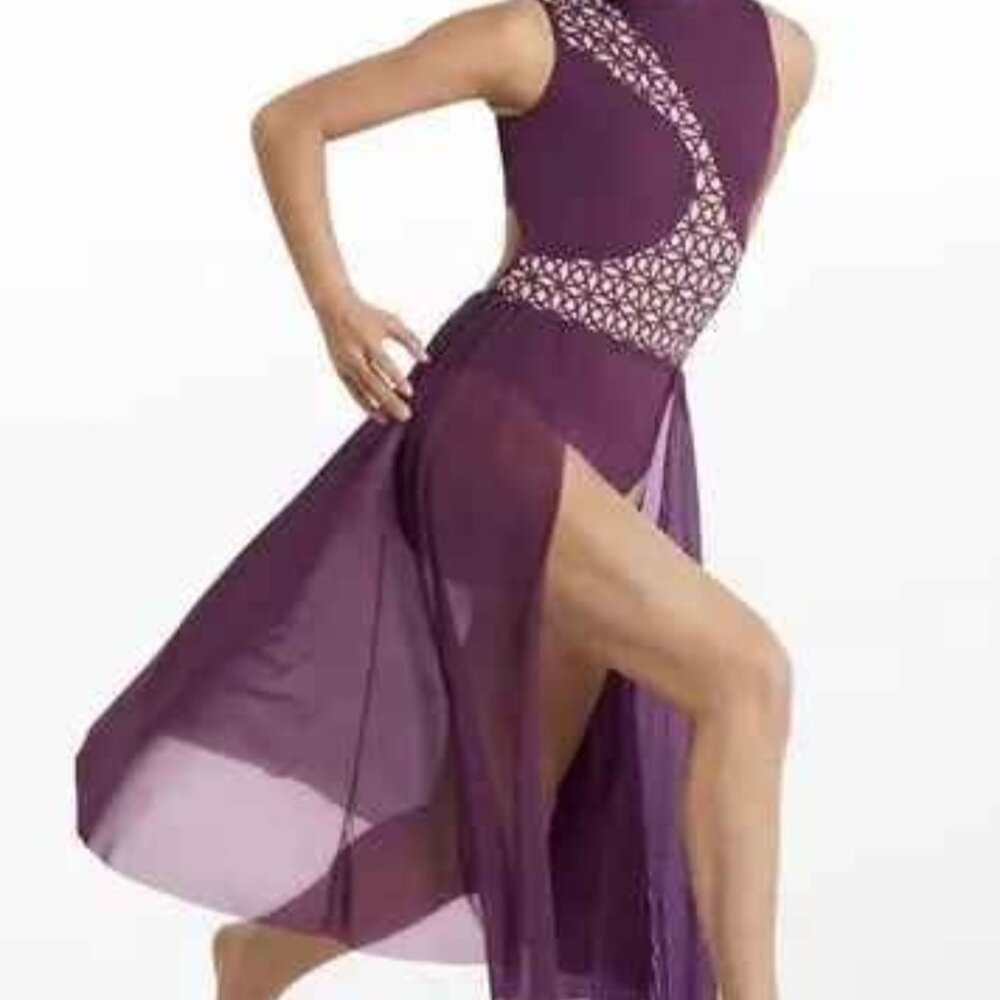 Weissman med child Laser Cut contempory dance Dress And Mesh Skirt Elite